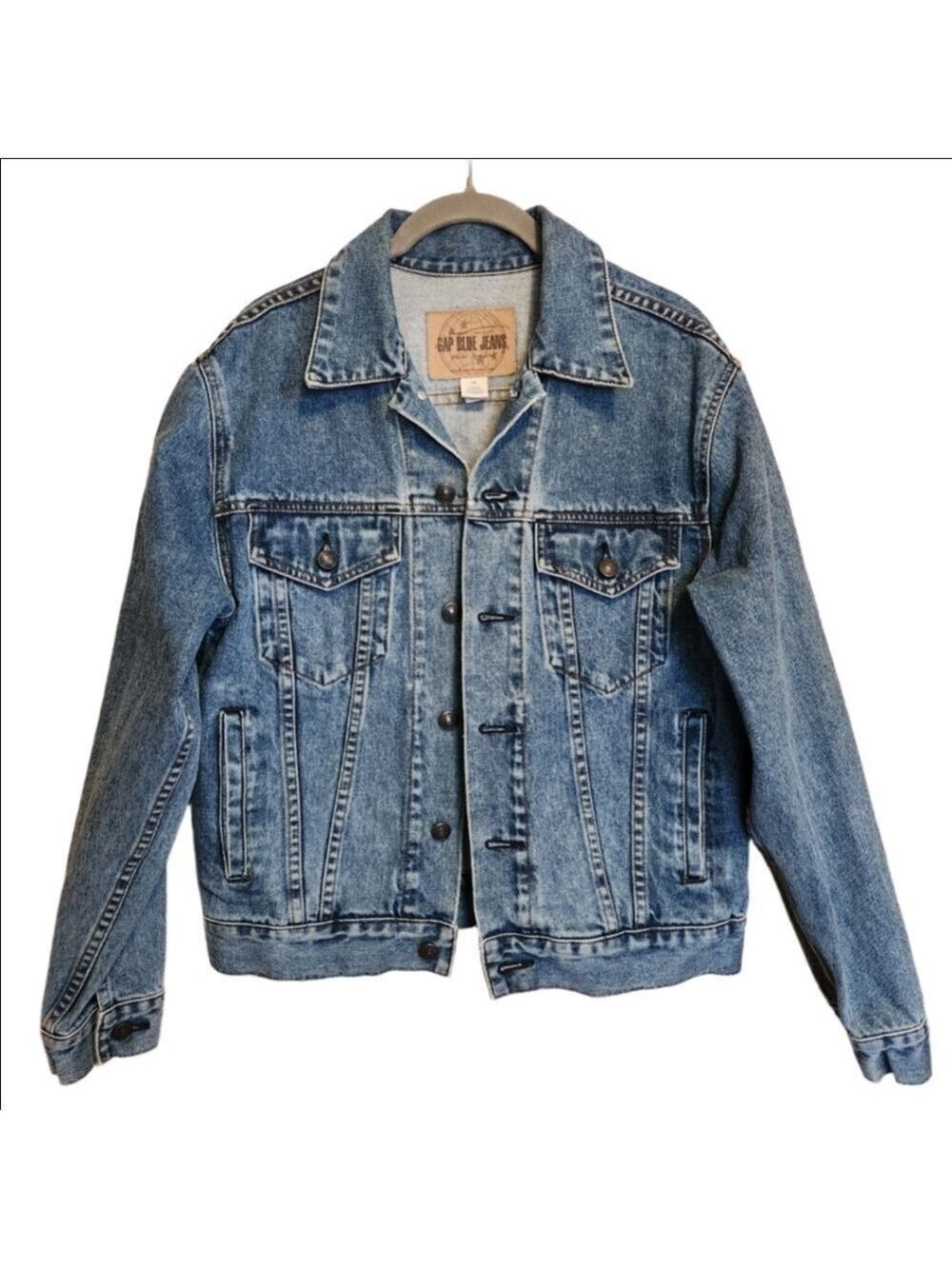 VINTAGE 90s GAP DENIM JEAN RANCHER TRUCKER JACKET SIZE XS